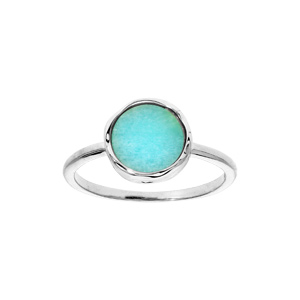 Bague en argent rhodié avec Amazonite véritable surface irrégulière