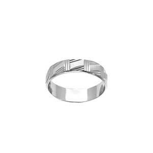 Alliance en argent rhodié diamantée quadrillage largeur 5mm