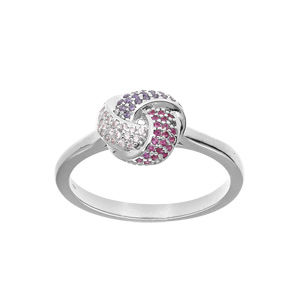 Bague en argent rhodié avec trois rubans dégradés d' oxydes rose