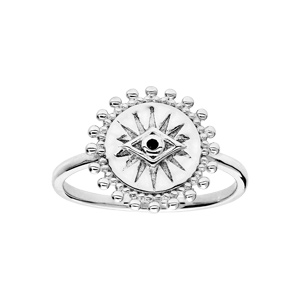 Bague en argent rhodié ronde style ethnique