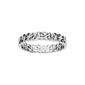 Bague en argent rhodié motif triskel entrelacé largeur 4mm