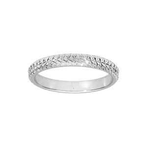 Alliance en argent rhodié diamantée en étoile largeur 3mm