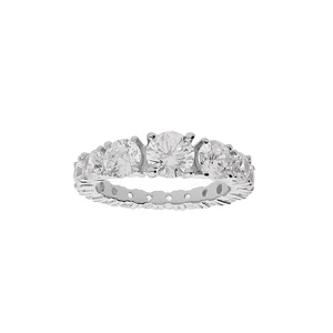 Bague en argent rhodié oxydes blancs sertis en chute sur le tour de l’anneau