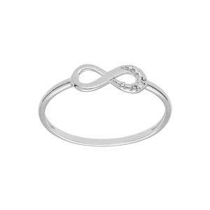 Bague en argent platiné motif infini avec oxydes blancs sertis
