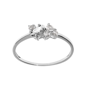 Bague en argent platiné avec oxydes blancs sertis