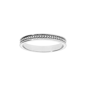 Alliance en argent rhodié motif en V largeur 3mm