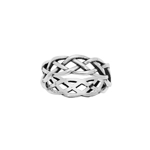 Bague en argent patiné brillant tressage large