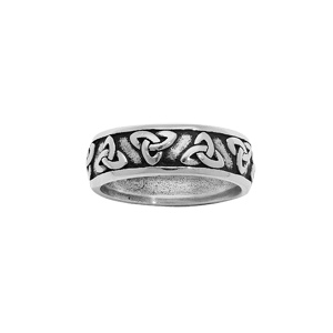 Bague en argent patiné brillant motif celtique