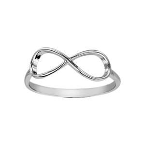 Bague en argent rhodié forme infini lisse