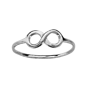 Bague en argent rhodié avec symbole infini petit et lisse