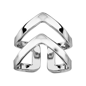 Bague en argent rhodié double V ouverts