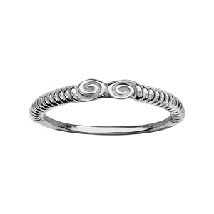 Bague en argent massif style gallo romain avec 2 tourbillons ovales