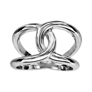 Bague en argent rhodié massif 2 anneaux emmaillés