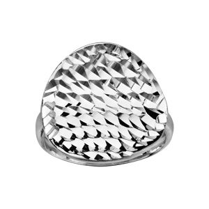 Bague en argent rhodié plateau rond diamanté