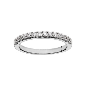 Bague en argent rhodié grande taille demi rail d’oxydes blancs sertis
