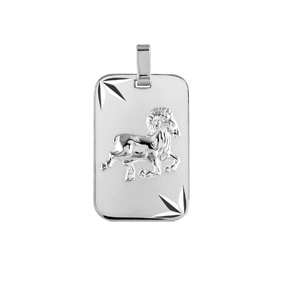 Pendentif en argent rhodié plaque G.I diamanté étoilé zodiaque Bélier