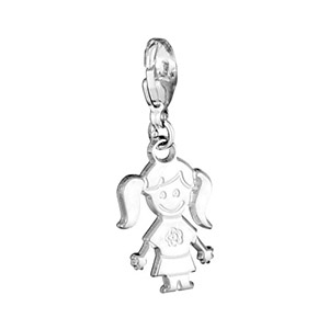 Pendentif en argent petite fille sur mousqueton