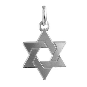 Pendentif en argent rhodié étoile de David plate