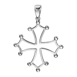 Pendentif croix occitane en argent rhodié évidée grand modèle