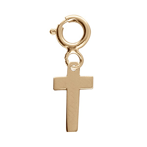 Pendentif en argent et dorure jaune croix avec anneau ressort
