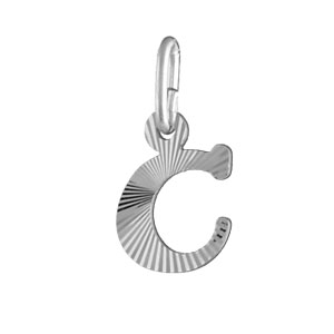 Pendentif en argent rhodié lettre C striées