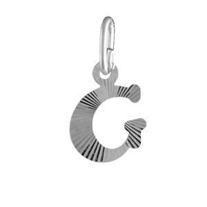 Pendentif en argent rhodié lettre G striées