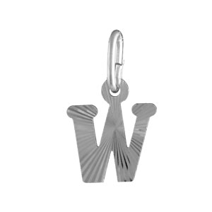 Pendentif en argent rhodié lettre W striées