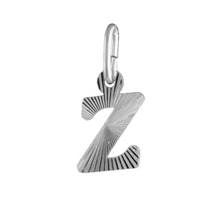 Pendentif en argent rhodié lettre Z striées