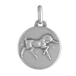 Pendentif médaille en argent zodiaque Capricorne