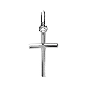 Pendentif croix en argent rhodié plate et lisse moyen modèle 18mm
