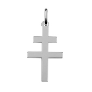 Pendentif croix de lorraine en argent rhodié plate et lisse