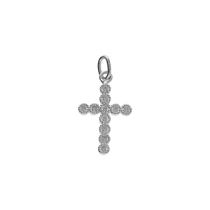 Pendentif en argent rhodié petite croix avec oxydes blancs 15 x 16mm