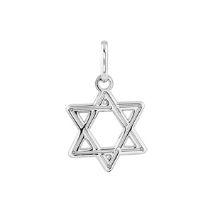 Pendentif en argent rhodié étoile de David en fil