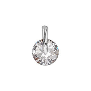 Pendentif en argent rhodié oxyde rond blanc retenu par bélière lisse