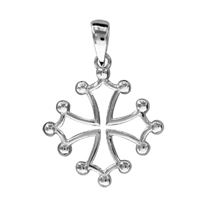Pendentif croix occitane en argent rhodié évidée petit modèle