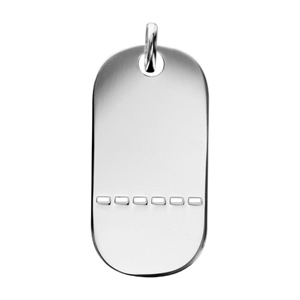 Pendentif en argent plaque G.I. arrondie trouée à graver