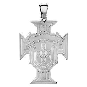 Pendentif croix du Portugal en argent rhodié grand modèle