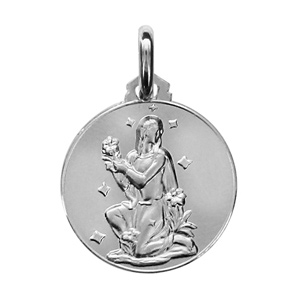 Pendentif médaille en argent rhodié zodiaque Vierge