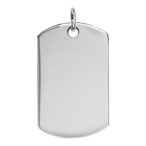 Pendentif en argent plaque G.I. avec les pans arrondis à graver et bélière