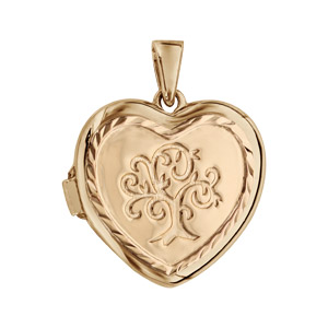 Pendentif en argent et dorure jaune cassolette coeur avec arbre de vie gravé sur le dessus – dimension 20mm – possibilité d’insérer 1 ou 2 photos droite et gauche