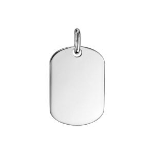 Pendentif en argent plaque G.I. avec pans arrondis petit modèle 16mm X 23mm – plaque prestige