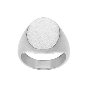 Chevalière en argent grand plateau ovale