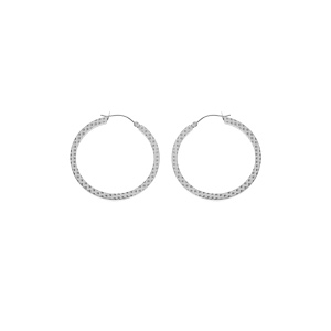 Créoles en acier fil carré et martelé en losange 45mm