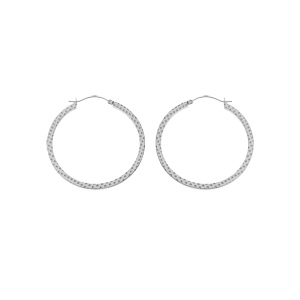 Créoles en acier fil carré et martelé en losange 55mm