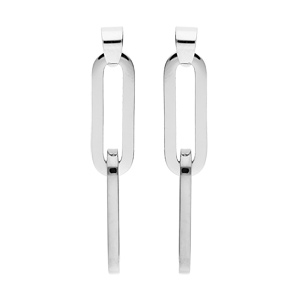 Boucles d'oreille en acier grande maille rectangulaire et fermoir poussette