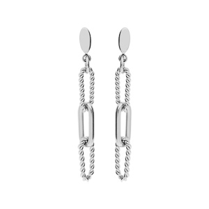 Boucles d’oreille en acier mailles rectangulaires avec motifs et fermoir poussette