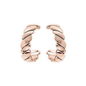 Créoles en acier et PVD rose torsadées en 20mm et fermoir poussette