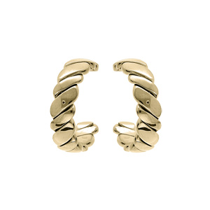 Créoles en acier et PVD jaune torsadées en 20mm et fermoir poussette