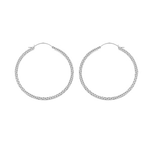 Créoles en acier fil carré 65mm martelée