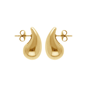 Boucles d’oreille tige acier et PVD doré petite goutte 18mm x 10mm